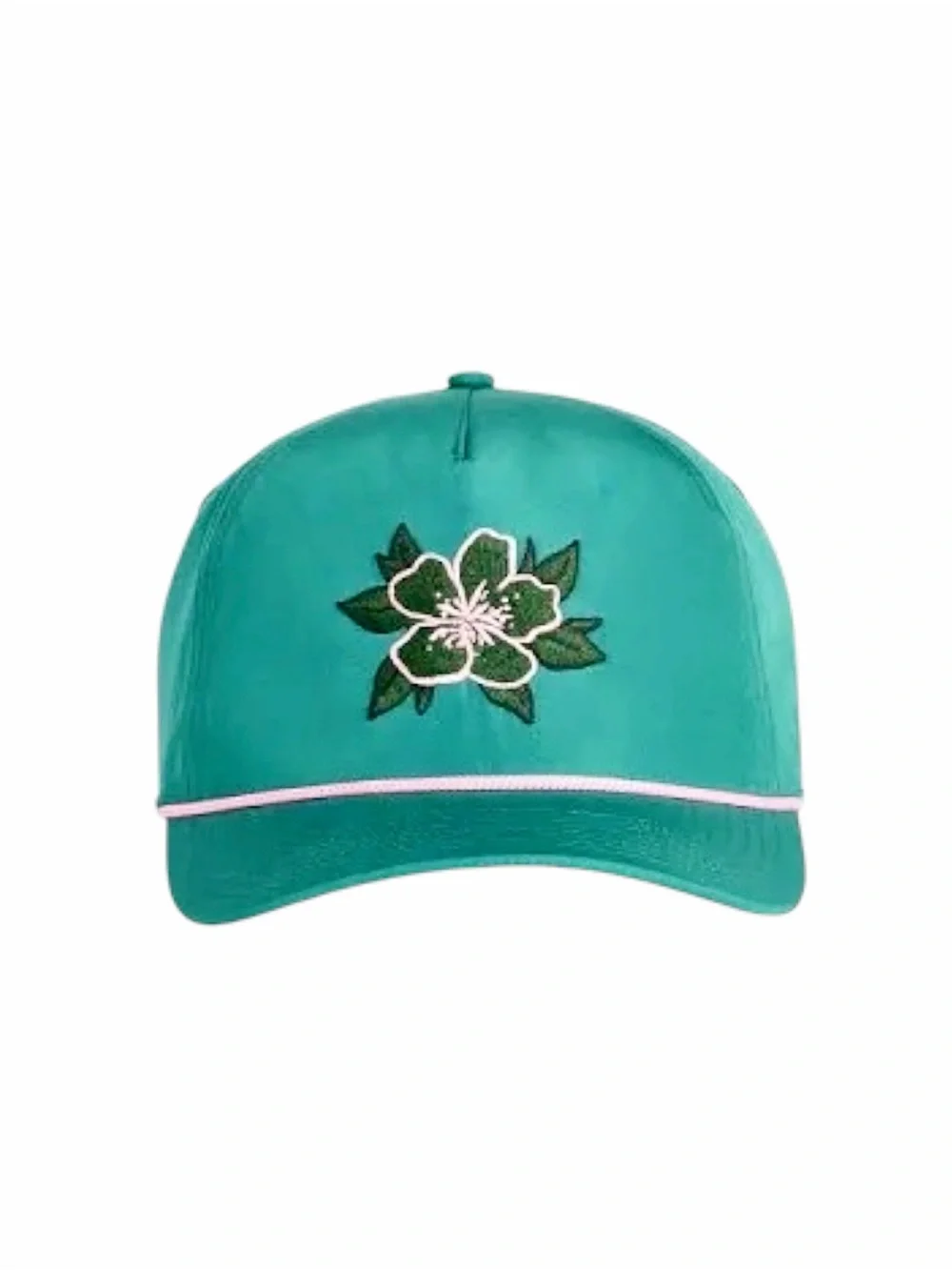 Bad Birdie Teal Baseball Cap with Pink Piping & Floral Patch
